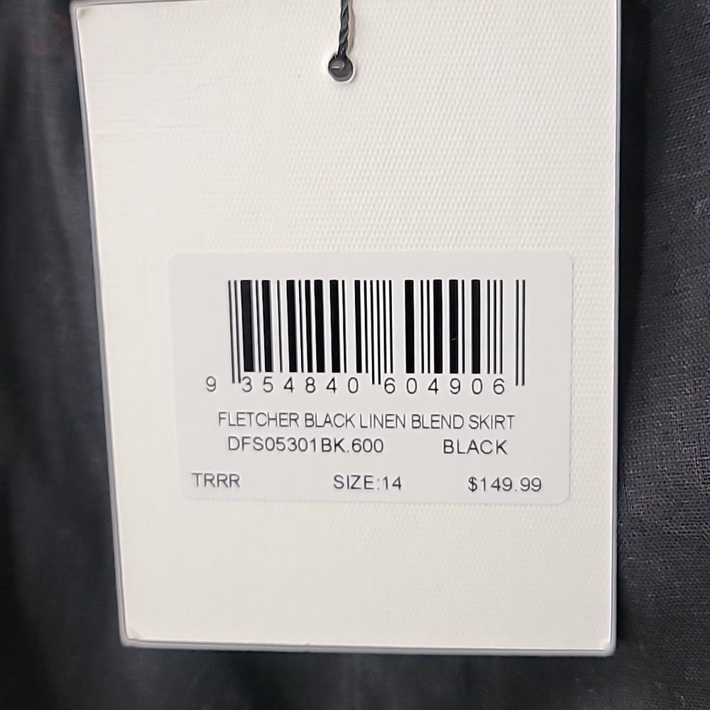 Dissh Fletcher Black Linen Blend Skirt Size 14 - Picture 7 of 9
